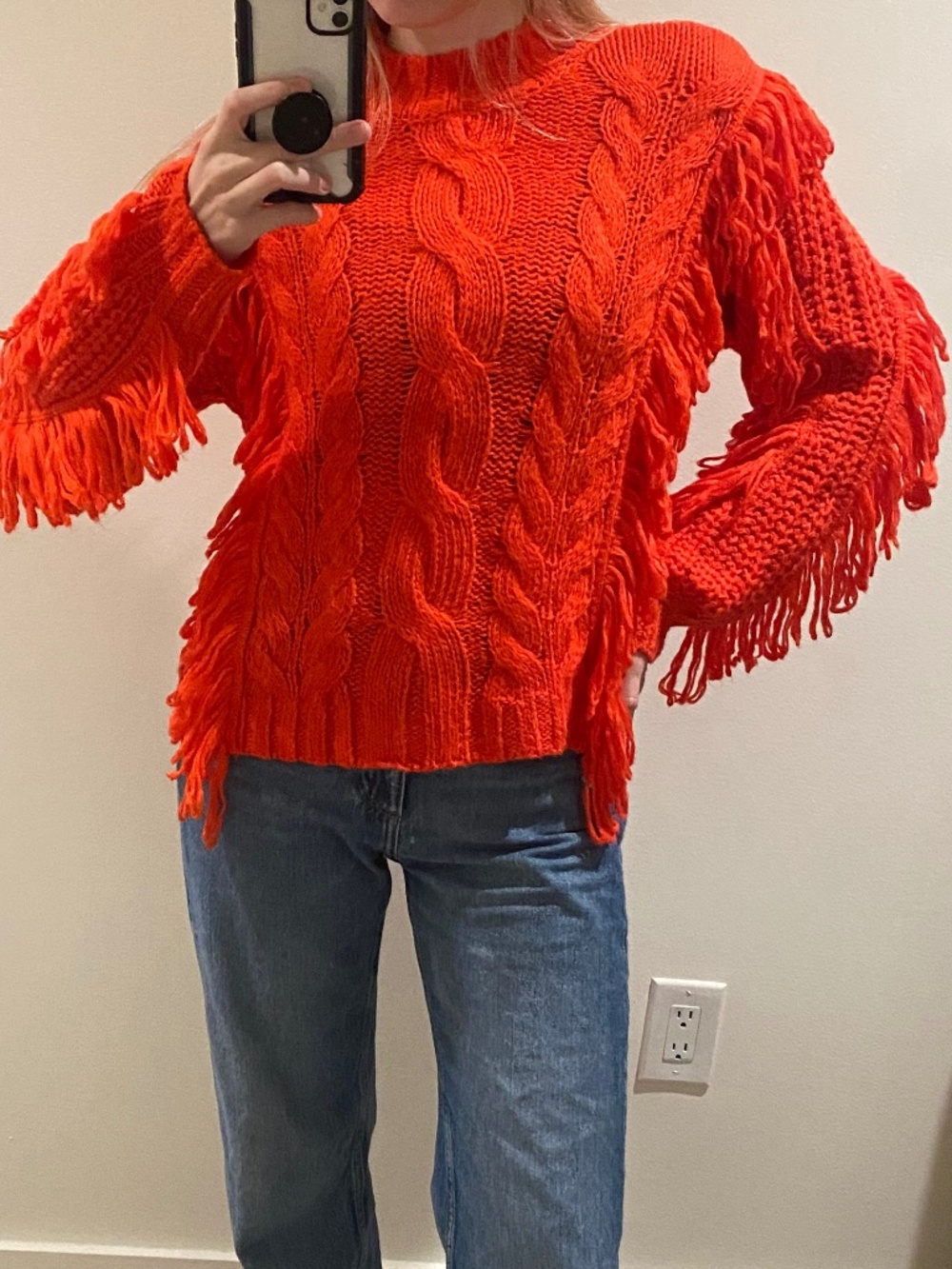 Orange big knit funky sweater NWOT